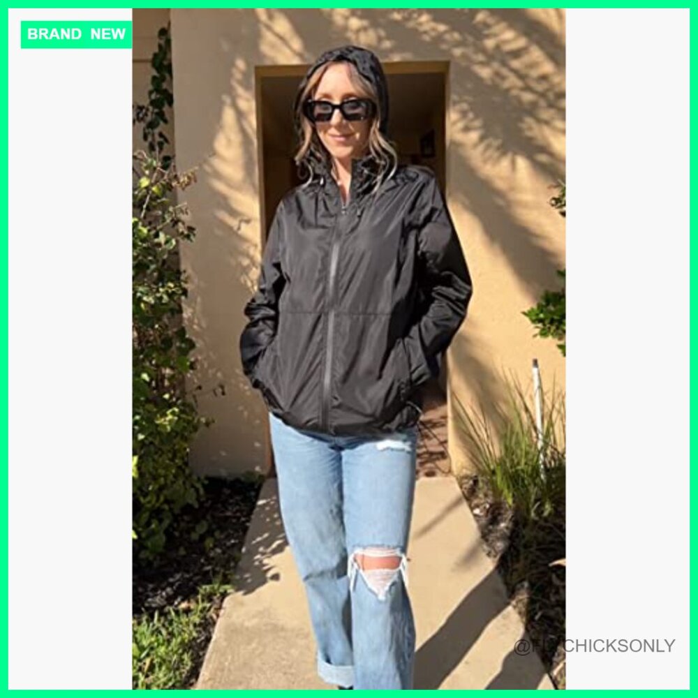 Waterproof Polyester Rain Jacket Windbreaker Ligh… - image 3